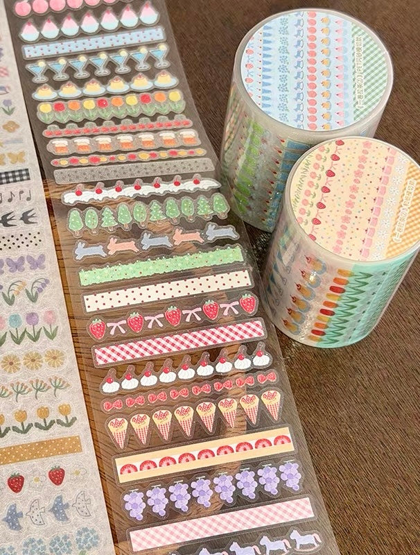 NEW! CCXX Studio - Strip Stickers | Kiss-cut | 6cm Glitter PET Tape | Release Paper | 5M