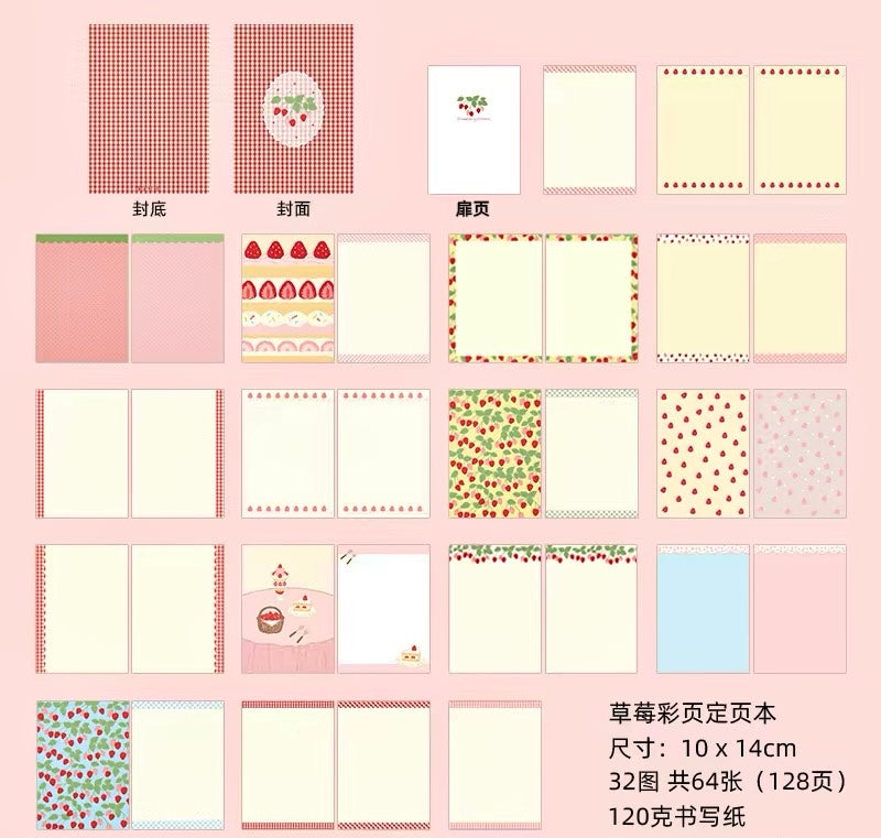 NEW! CCXX Studio - Strawberry | Colored Inner Pages | 128p Bound Notebook | EVA Cover | Journaling Accessory