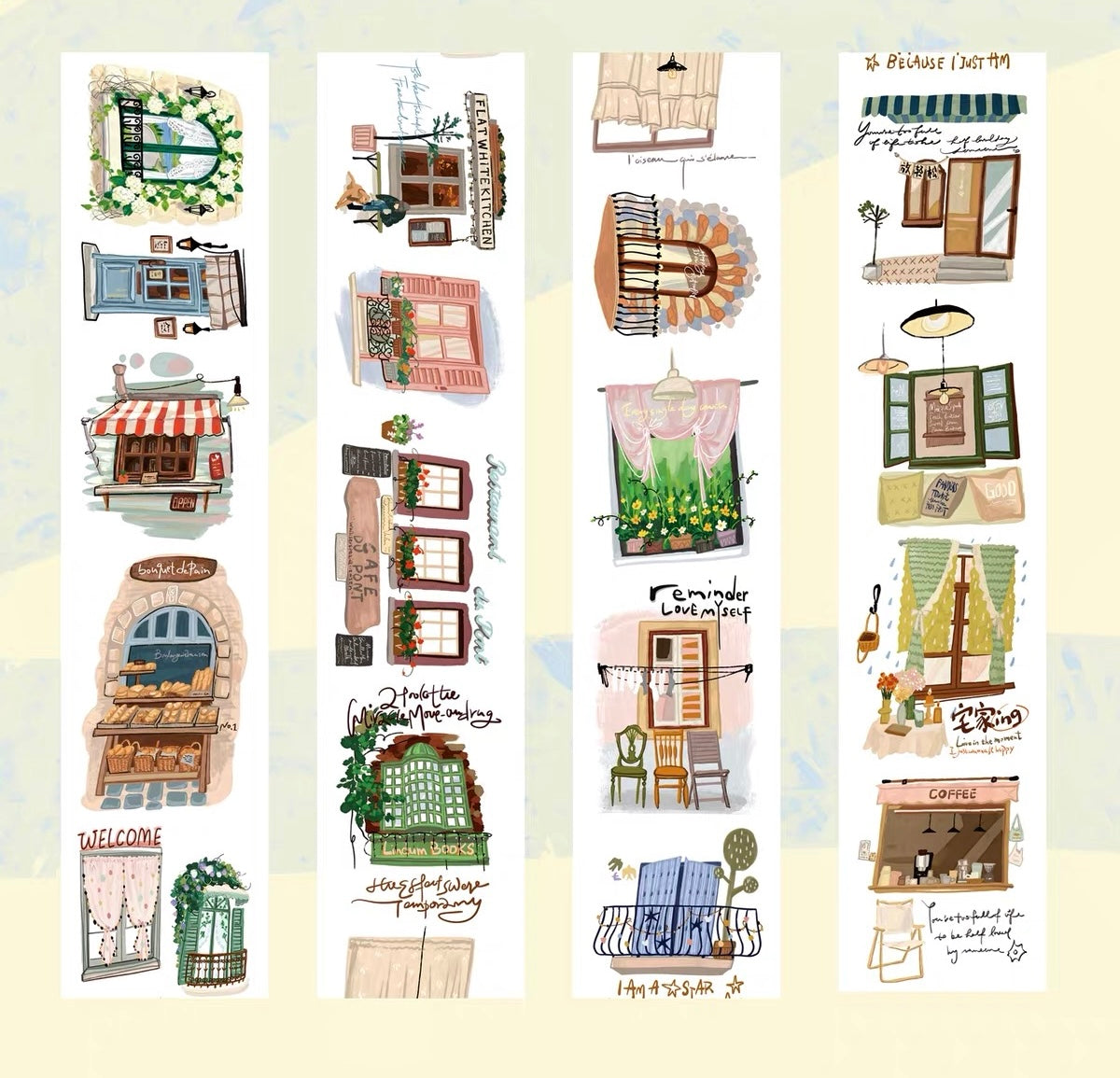 NEW! Waiting (Dengdeng) Studio - Window Sketches | Kiss-cut | 5.5cm PET Tape | Release Paper | 5M