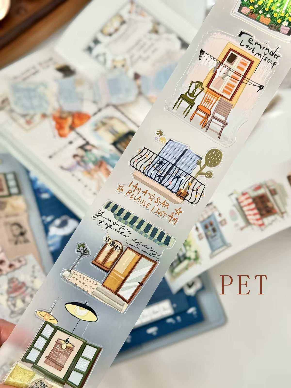 NEW! Waiting (Dengdeng) Studio - Window Sketches | Kiss-cut | 5.5cm PET Tape | Release Paper | 5M