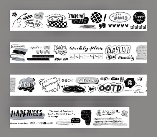 NEW! Waiting (Dengdeng) Studio - Shades of Grey | Kiss-cut | 4cm PET Tape | Release Paper | 5M