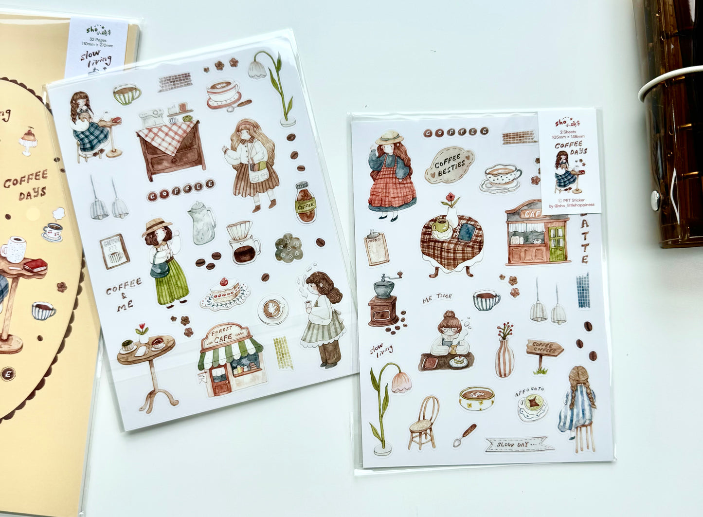 NEW! Sho Little Happiness - Coffee Days | Kiss-cut | 2 Sheets | Different Design | Sticker