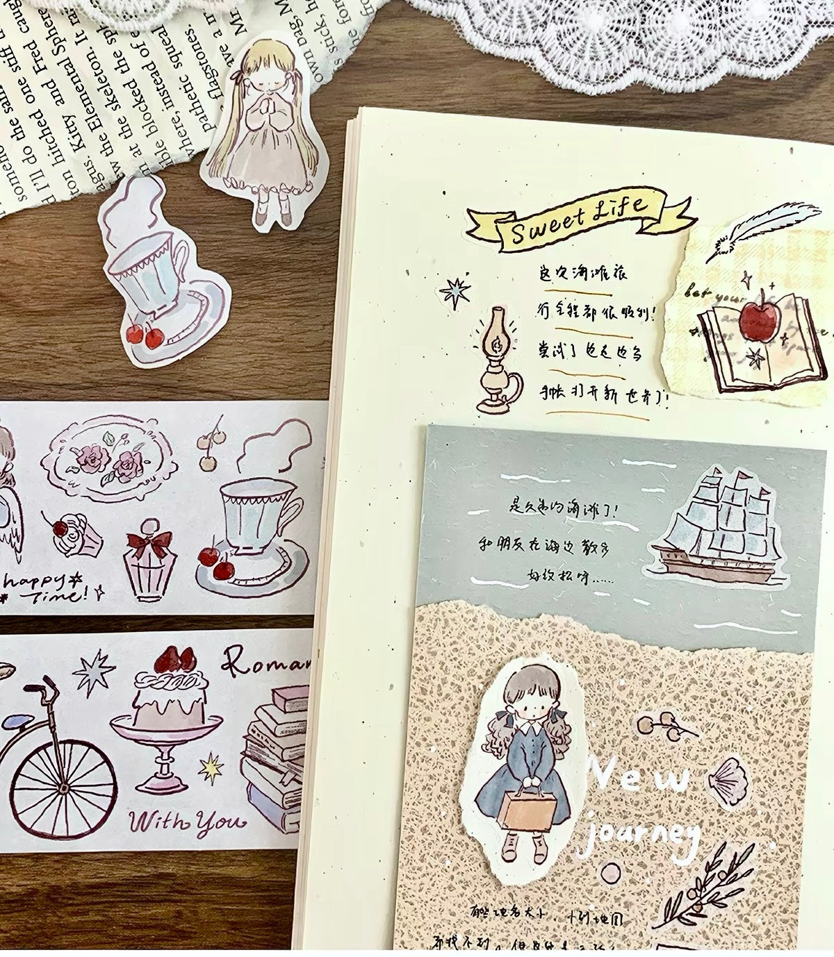 NEW! Molinta - An Elegant Afternoon | Kiss-cut | 4.5cm Washi Tape | Release Paper | 5M