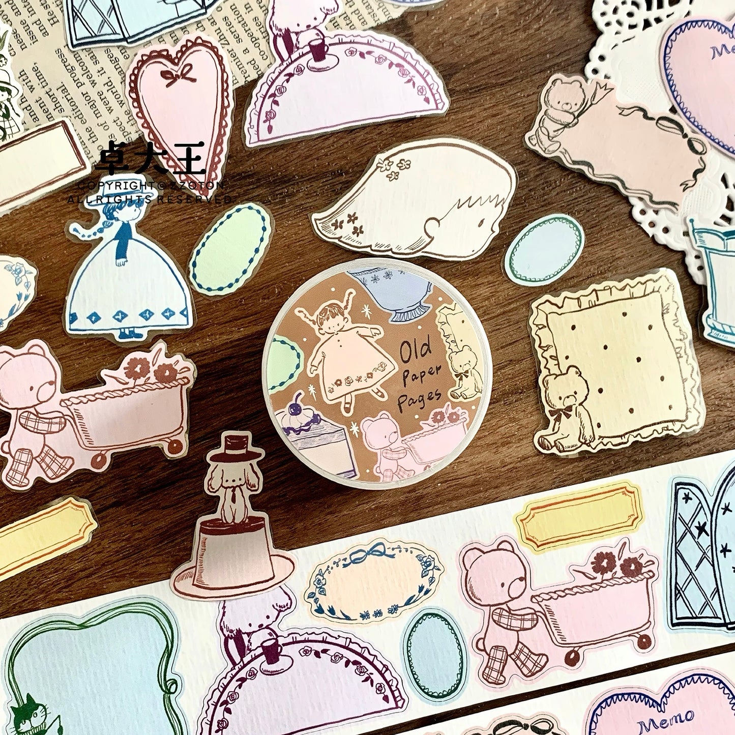 NEW! Molinta - Old Paper Pages | Kiss-cut | 5cm Special Paper Tape | Release Paper | 5M