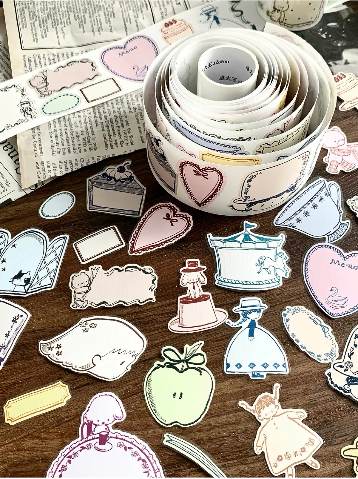 NEW! Molinta - Old Paper Pages | Kiss-cut | 5cm Special Paper Tape | Release Paper | 5M