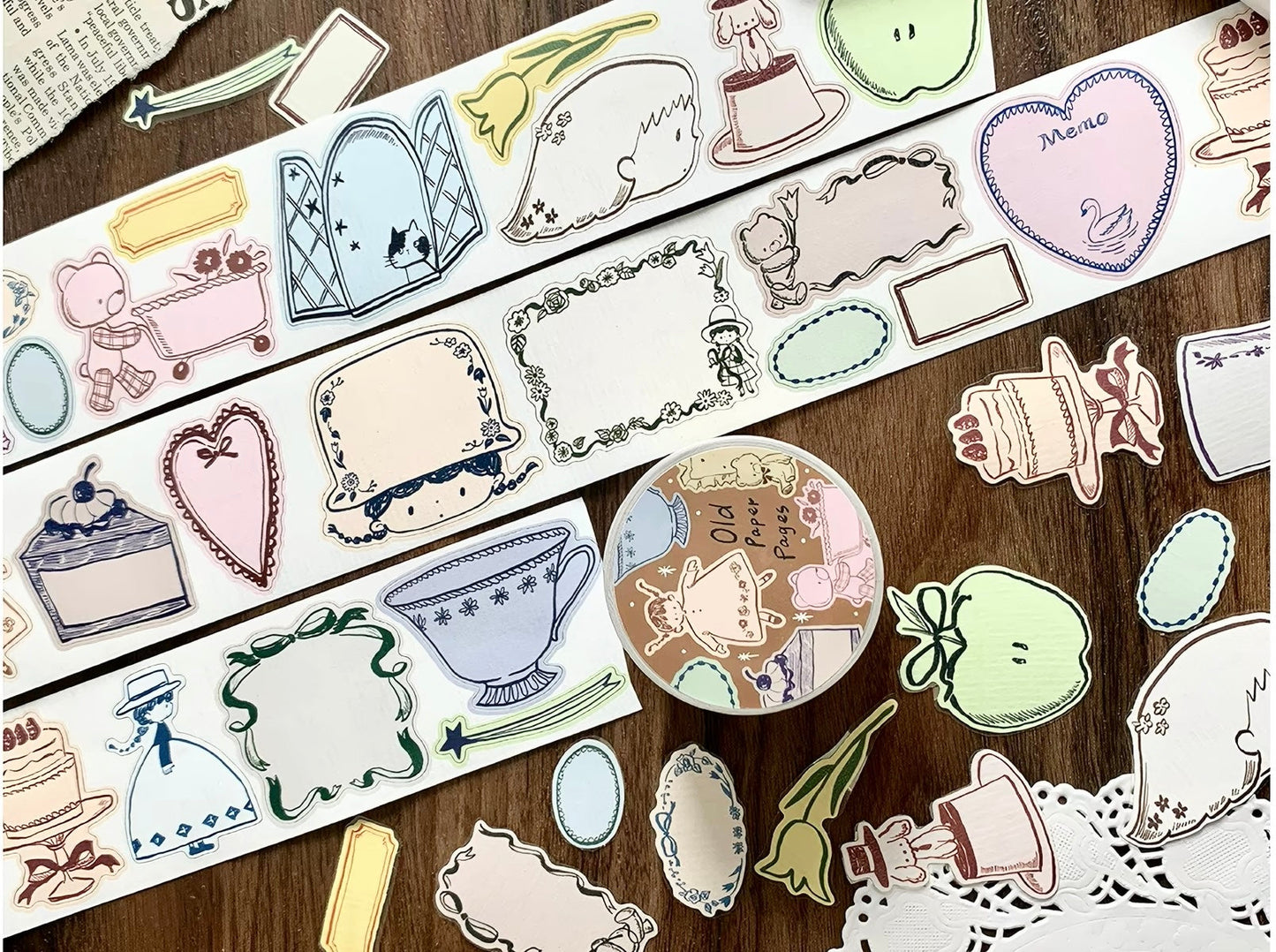 NEW! Molinta - Old Paper Pages | Kiss-cut | 5cm Special Paper Tape | Release Paper | 5M