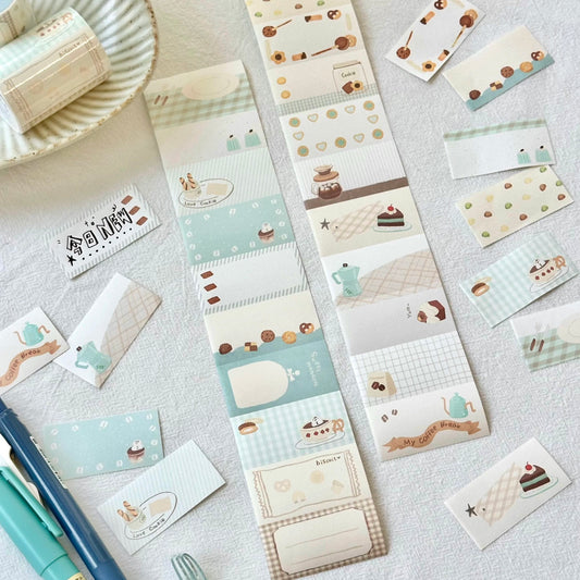 NEW! Rolling Island - Afternoon Tea | 5cm Sticker Memo Roll | NO Release Paper | 5M