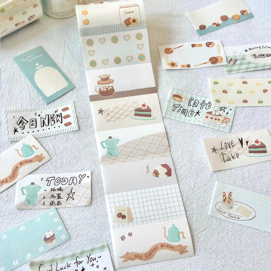 NEW! Rolling Island - Afternoon Tea | 5cm Sticker Memo Roll | NO Release Paper | 5M