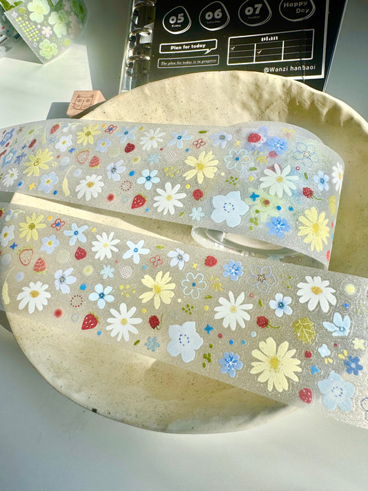 NEW! Wines - Small Flowers | Kiss-cut | 5cm Glitter PET Tape | Release Paper | 5.25M