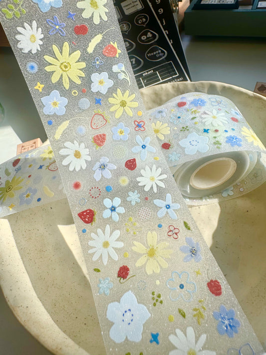 NEW! Wines - Small Flowers | Kiss-cut | 5cm Glitter PET Tape | Release Paper | 5.25M