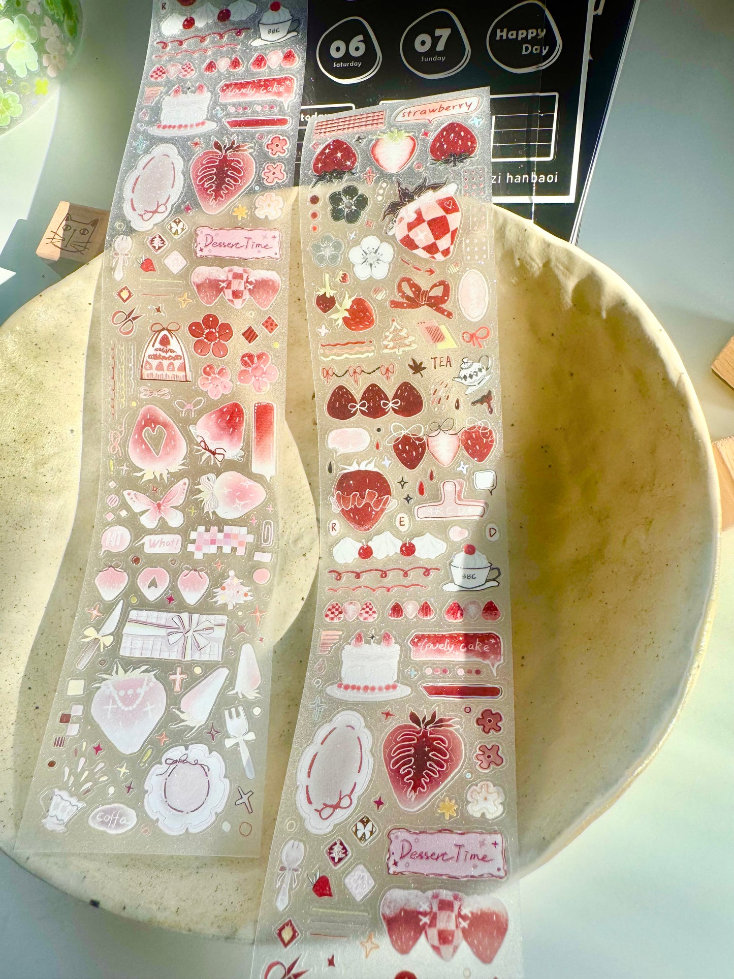 NEW! Wines - Strawberry Cheesecake | Kiss-cut | 5cm Glitter PET Tape | Release Paper | 5.25M