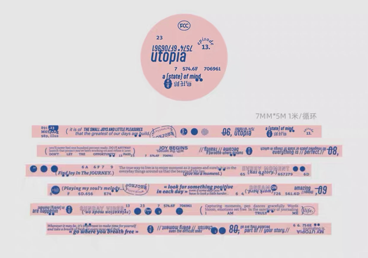 NEW! Sissi - Utopia | 0.7cm Washi Tape | Basic | Release Paper