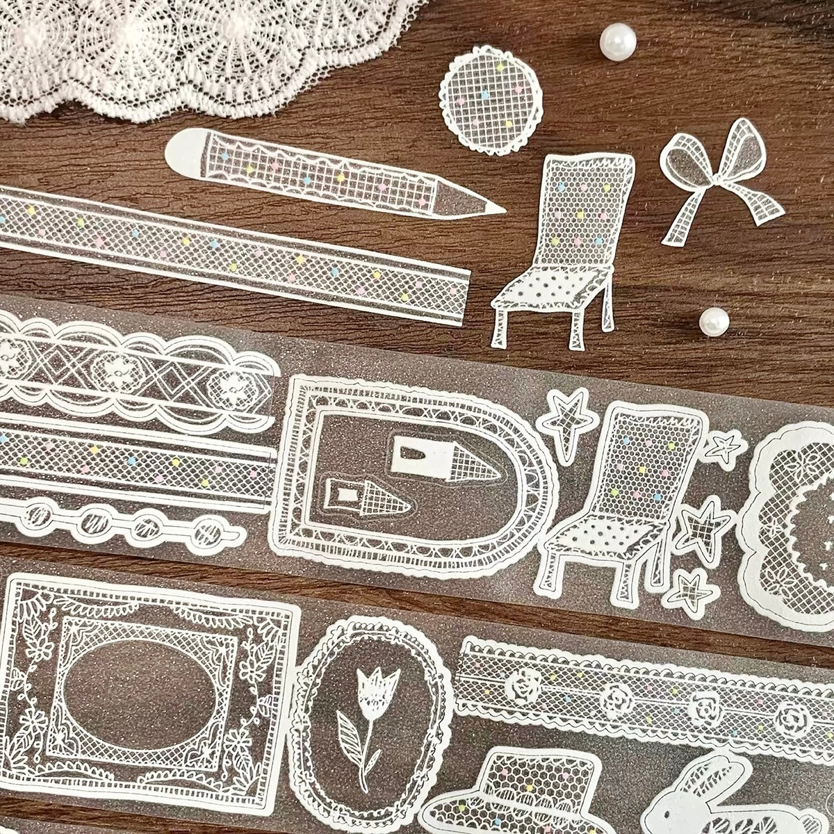 NEW! Molinta - Old Paris Lace | Kiss-cut | Glitter PET | 4cm Tape | Release Paper | 5M