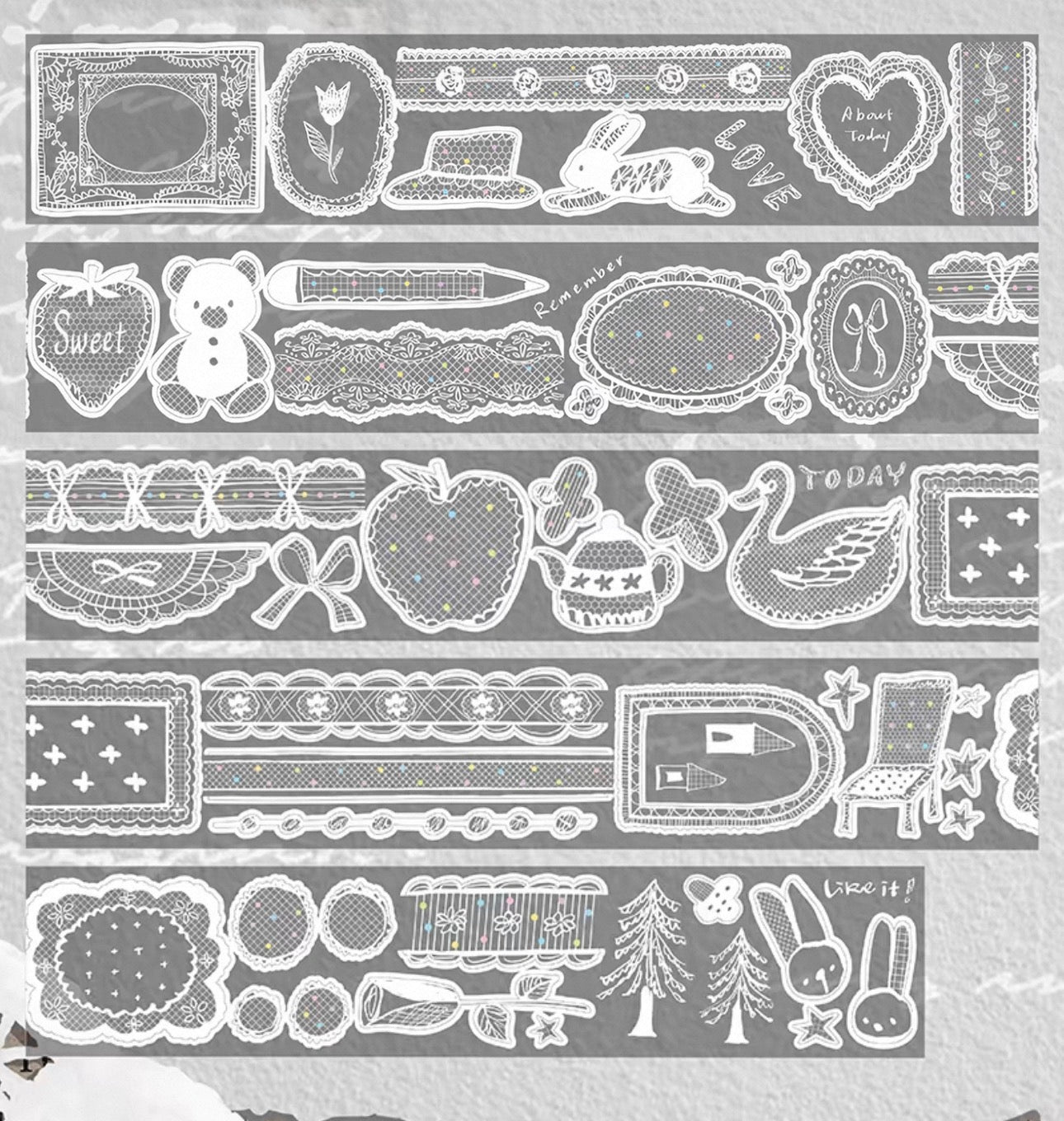 NEW! Molinta - Old Paris Lace | Kiss-cut | Glitter PET | 4cm Tape | Release Paper | 5M