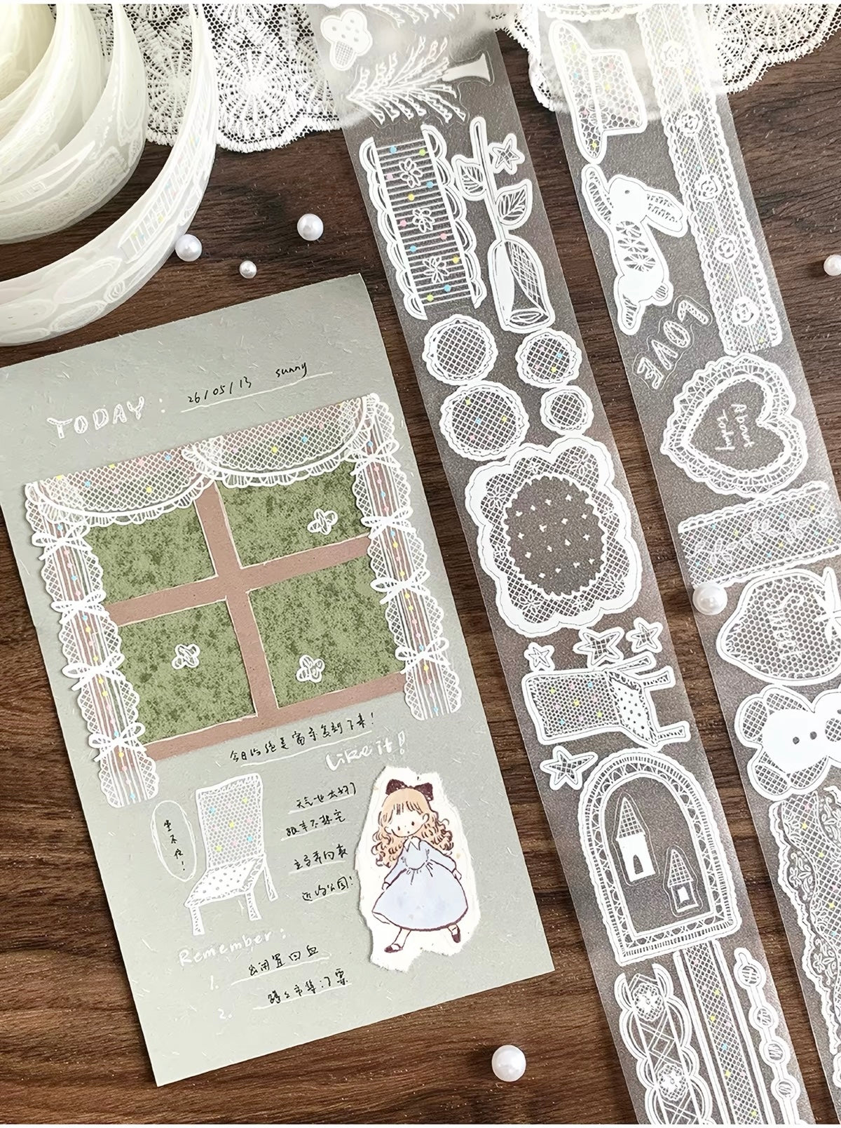 NEW! Molinta - Old Paris Lace | Kiss-cut | Glitter PET | 4cm Tape | Release Paper | 5M