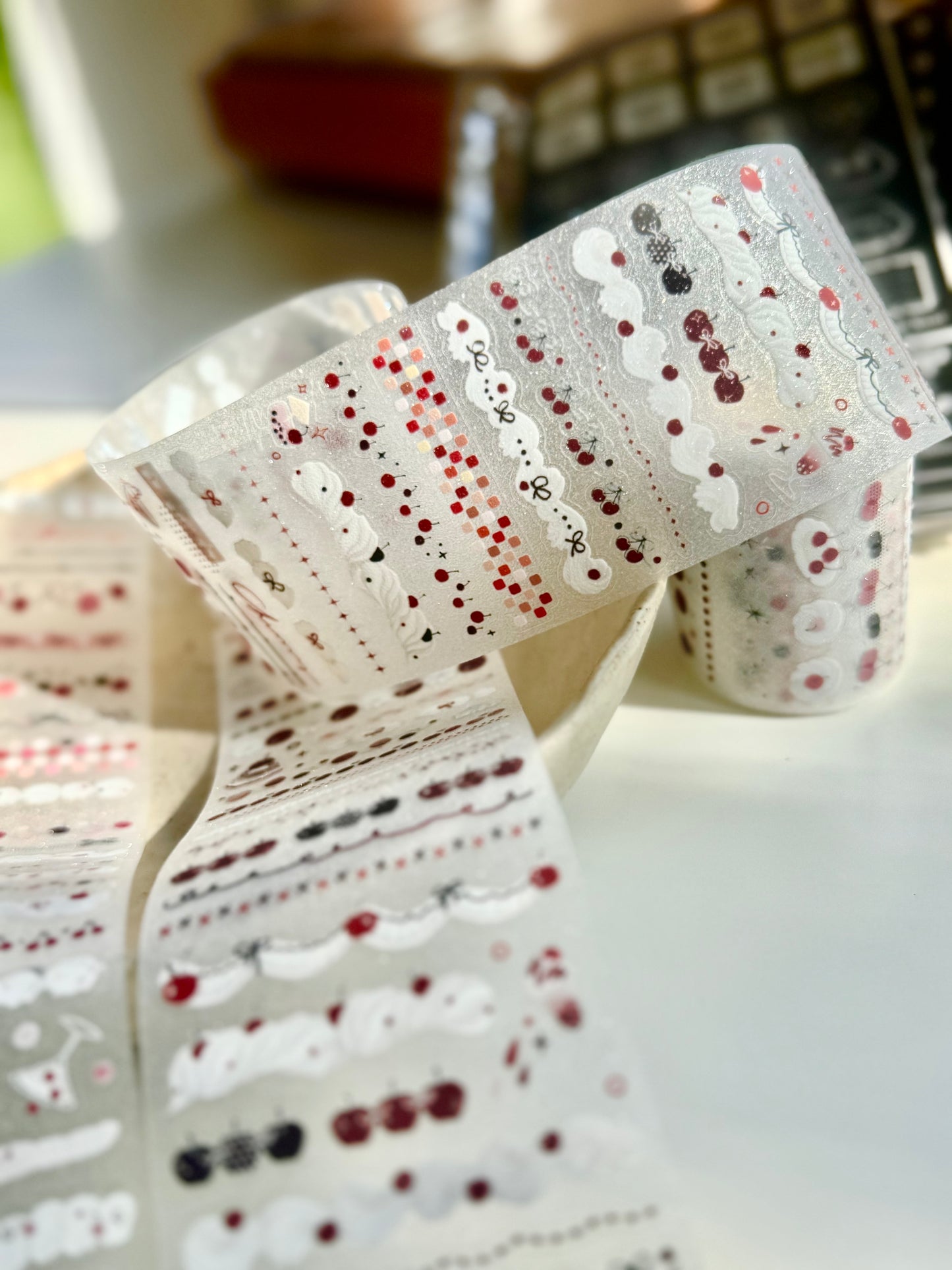 NEW! Wines - Cherry Cream | Kiss-cut | 6cm Glitter PET Tape | Release Paper | 5M