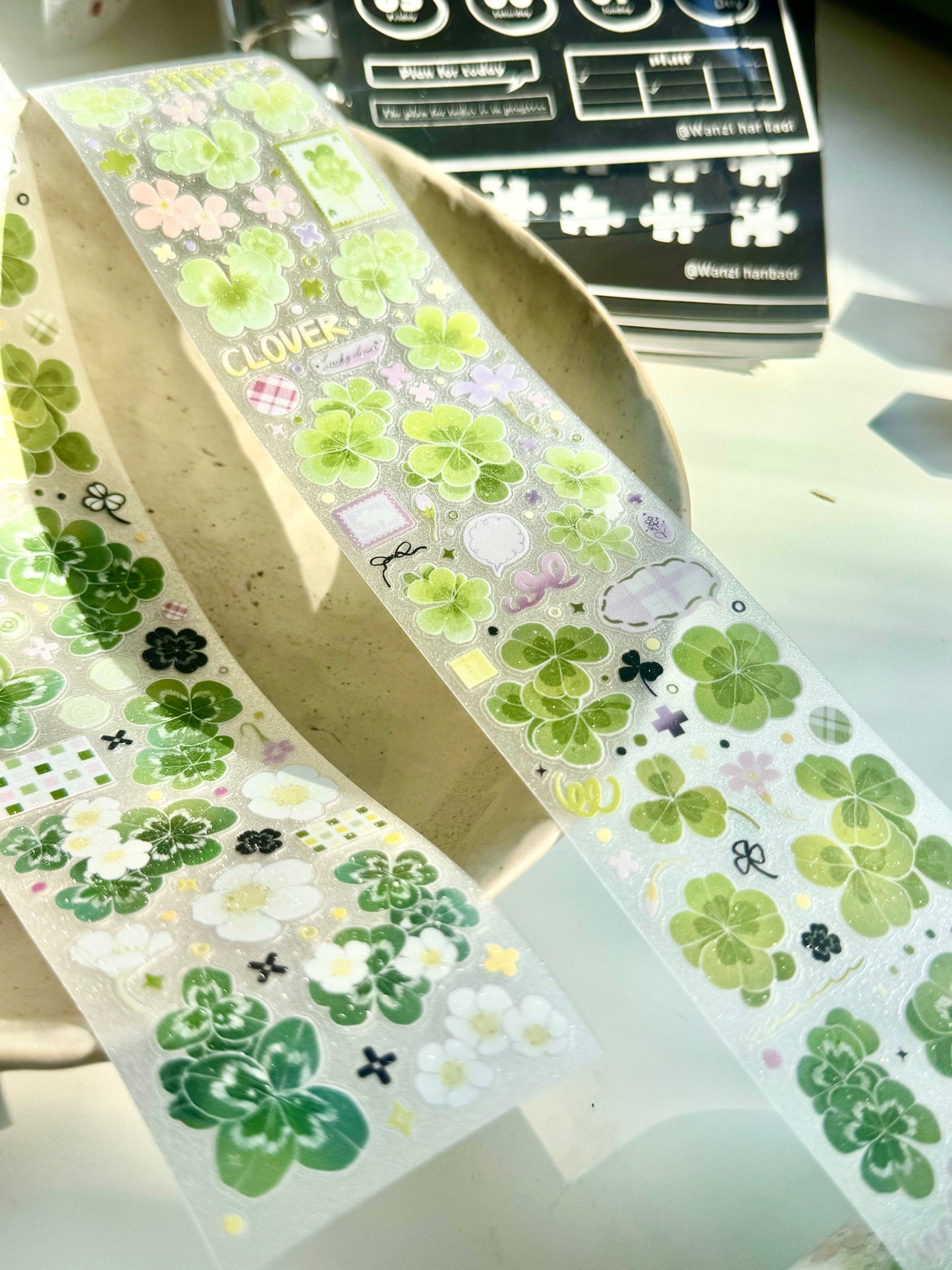 NEW! Wines - Lucky Clover | Kiss-cut | 5cm Glitter PET Tape | Release Paper | 5.25M