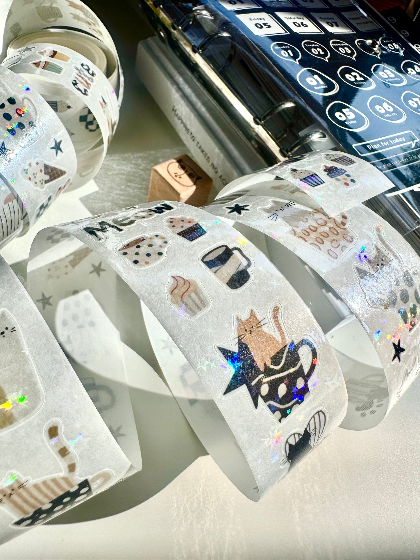 20Sui Studio | Just Meow | Kiss-cut | Star Sparkle Film | 3cm Washi Tape | Release Paper | 5M