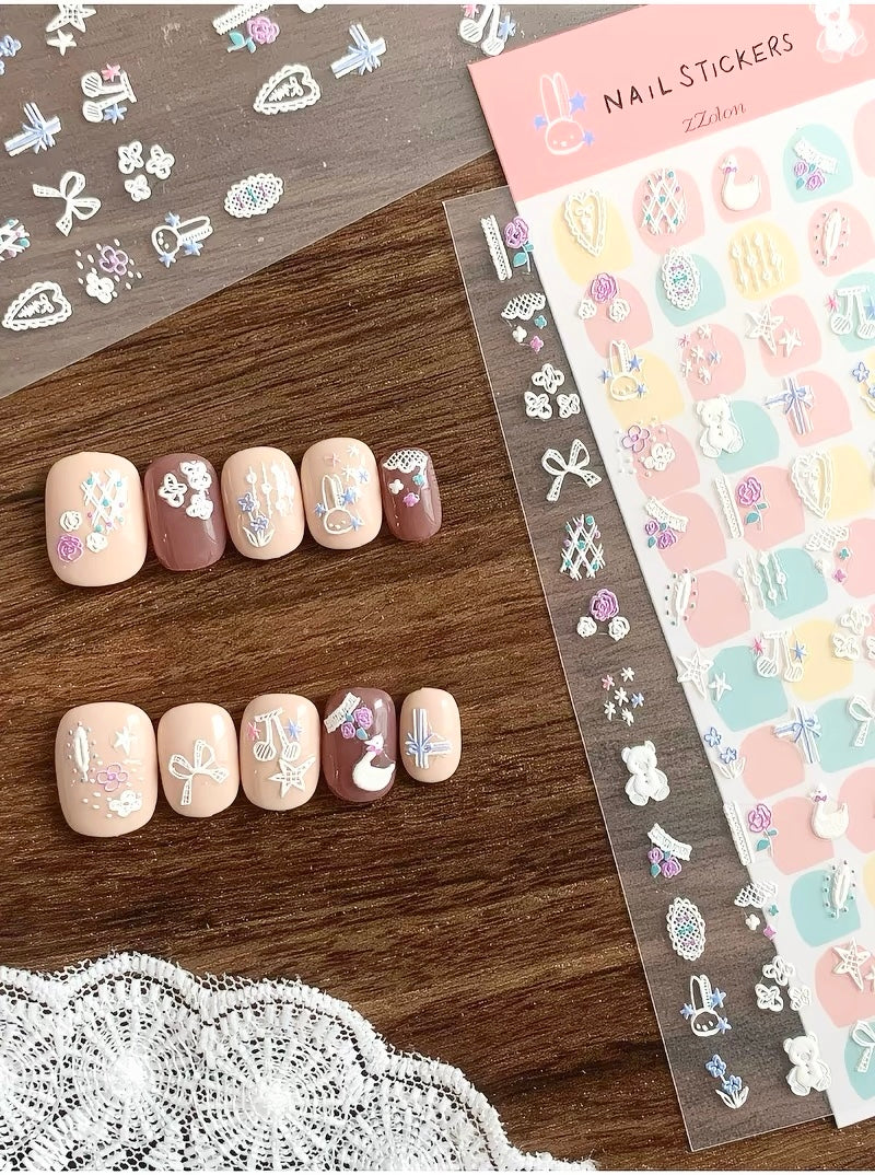 SPECIAL OFFER! Molinta - Nail Sticker Set | 6 Sheets | 3D Embossed | Jelly | Waterproof