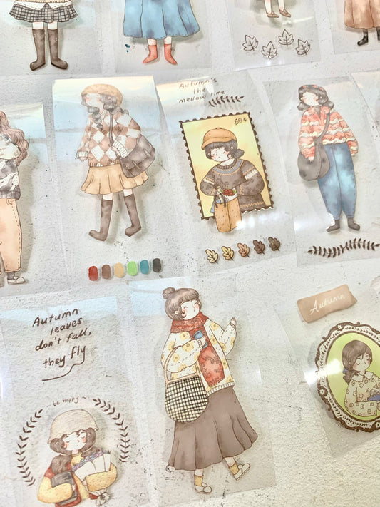 NEW! Sho Littlehappiness - 4cm Autumn Girl | PET Tape + Sticker | Release Paper