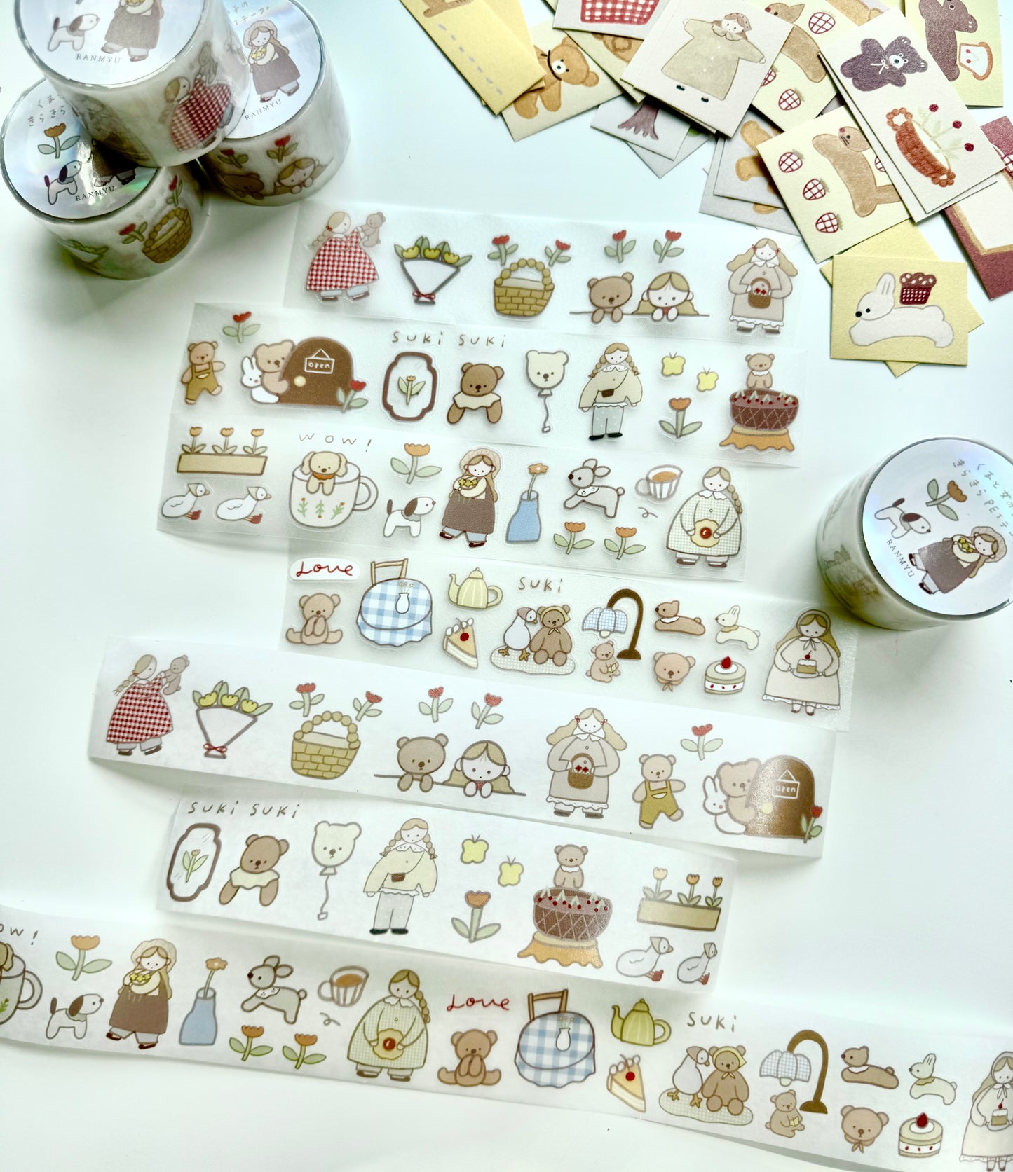 NEW! Lazy Home X Ranmyu - Little Bear Girl | Kiss-cut | 3.5cm Tape |  Release Paper | 5M