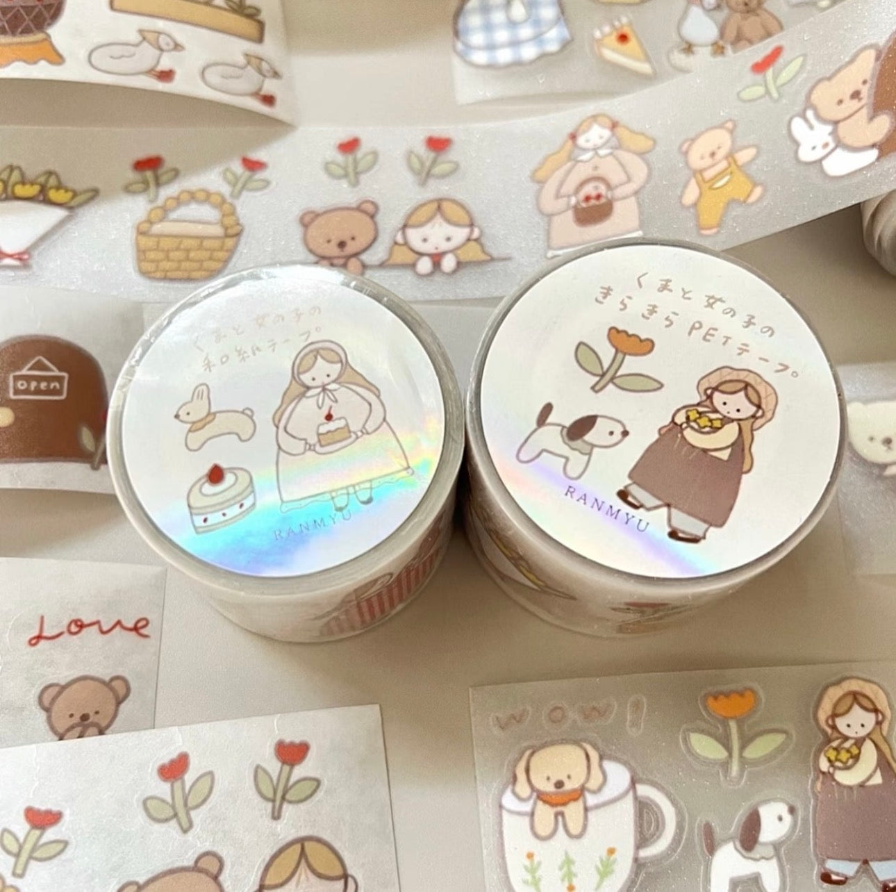 NEW! Lazy Home X Ranmyu - Little Bear Girl | Kiss-cut | 3.5cm Tape |  Release Paper | 5M