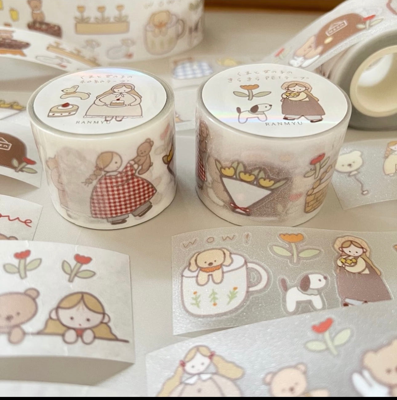 NEW! Lazy Home X Ranmyu - Little Bear Girl | Kiss-cut | 3.5cm Tape |  Release Paper | 5M