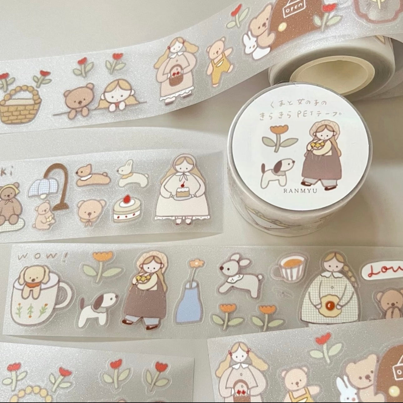 NEW! Lazy Home X Ranmyu - Little Bear Girl | Kiss-cut | 3.5cm Tape |  Release Paper | 5M