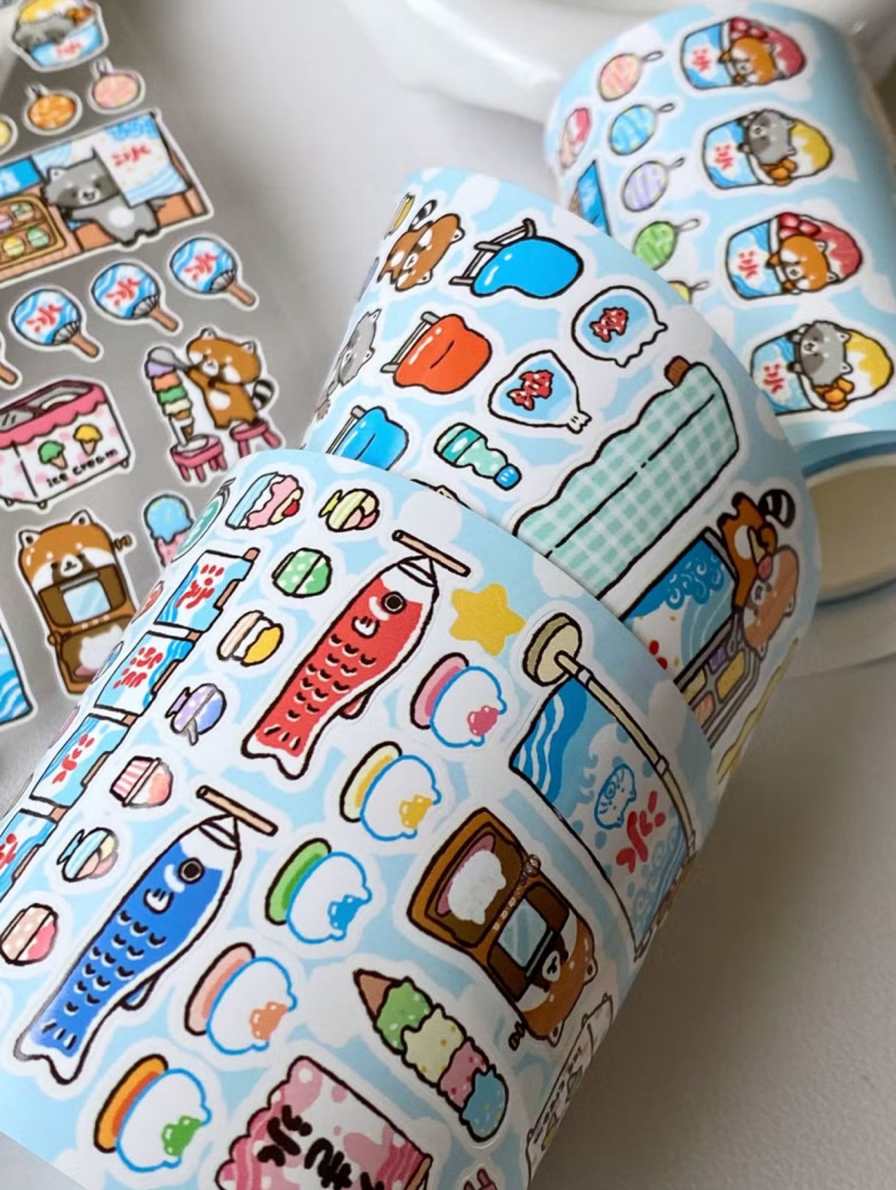 NEW! Raccoon House -  Shaved Ice | Kiss-cut | 7cm Synthetic Paper Tape |  Release Paper | 3M