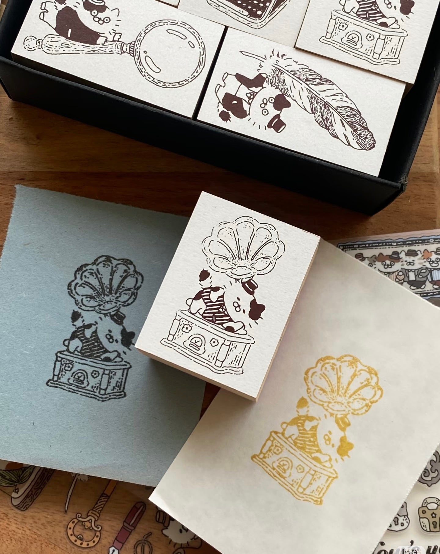 NEW! 3 Little Cat - Vintage Detective Agency | 5pcs Rubber Stamp Set