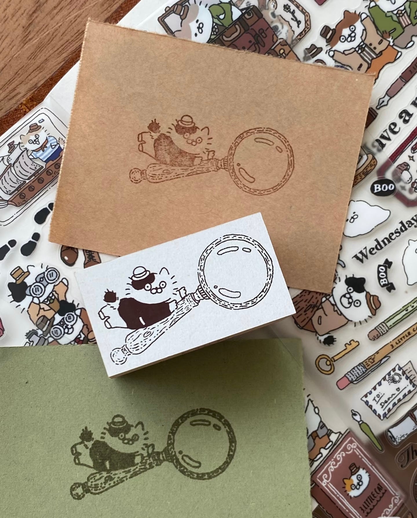 NEW! 3 Little Cat - Vintage Detective Agency | 5pcs Rubber Stamp Set