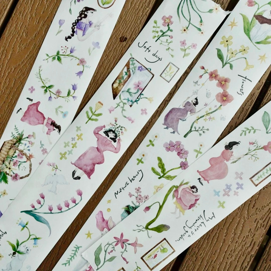 NEW! Muzishan Studio - My heart is a blooming garden | Kiss-cut | 5cm Tape | Release Paper | 5.65M