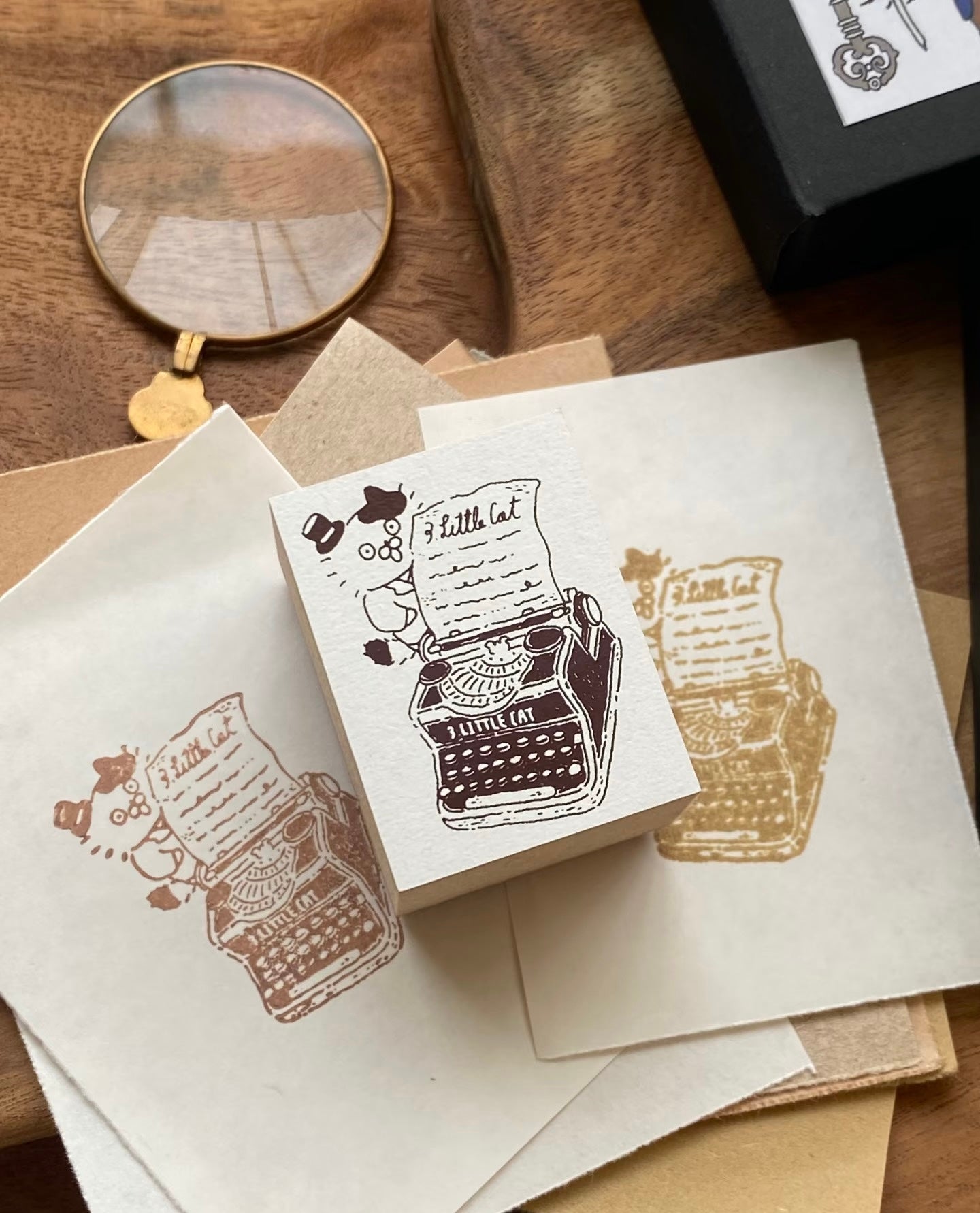 NEW! 3 Little Cat - Vintage Detective Agency | 5pcs Rubber Stamp Set