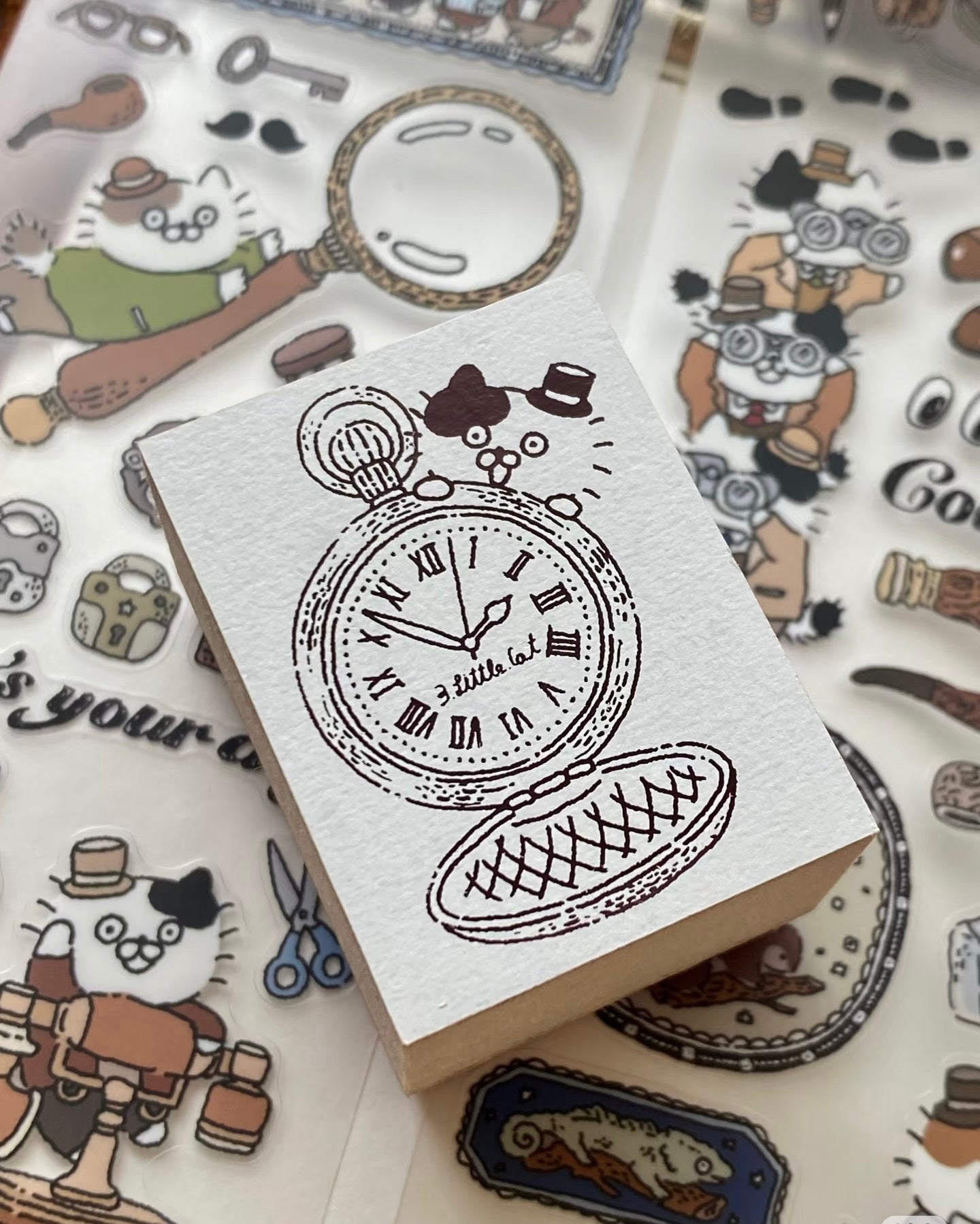 NEW! 3 Little Cat - Vintage Detective Agency | 5pcs Rubber Stamp Set