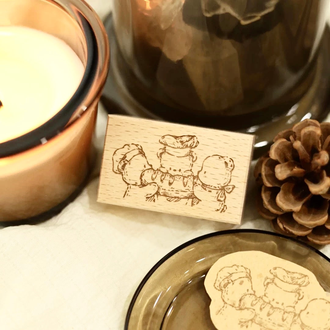 NEW! Miao Fu Shop - Baking Diary - Little Bear's Kitchen | 9pcs Stamp Set | Rubber Stamps