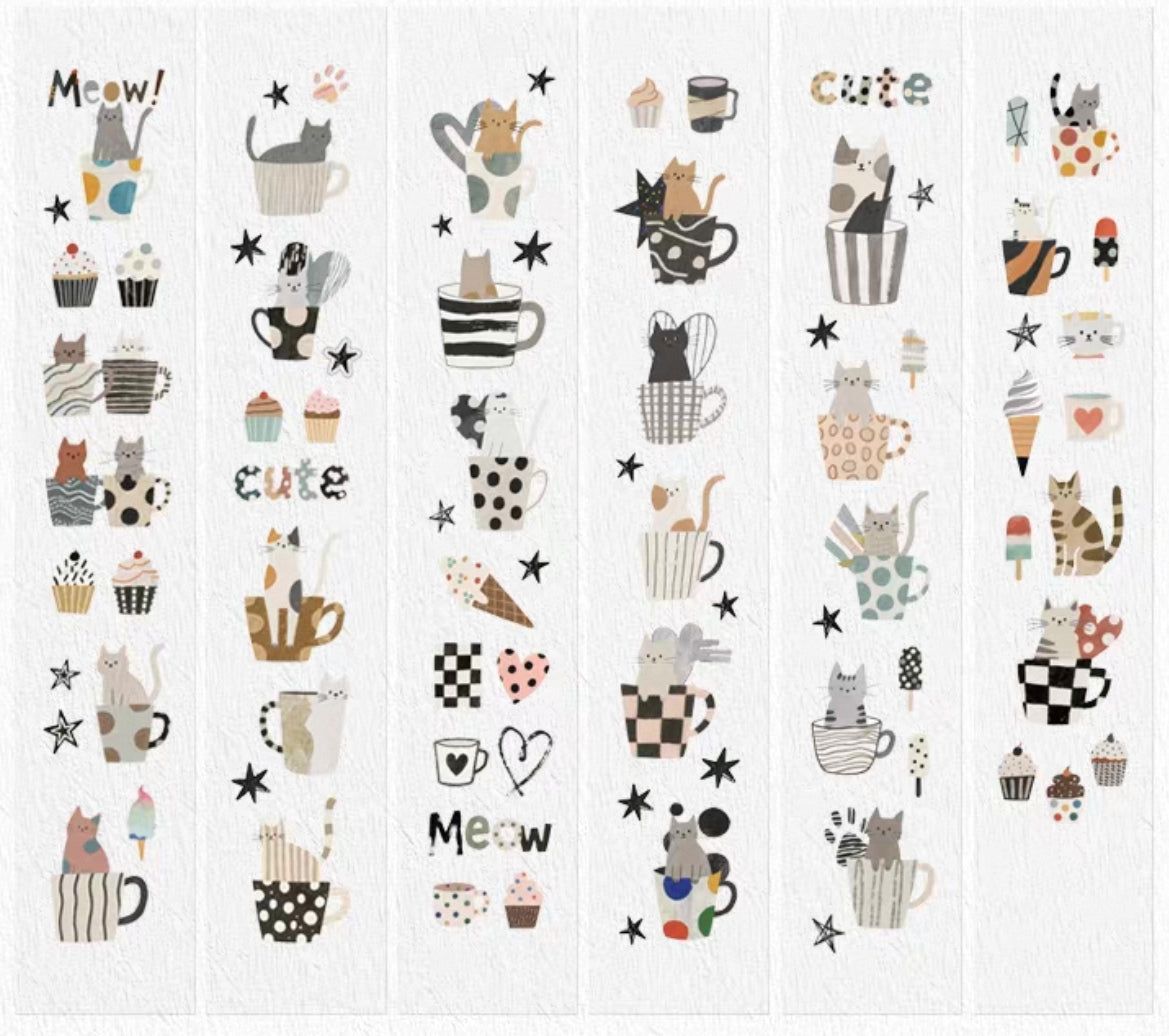 20Sui Studio | Just Meow | Kiss-cut | Star Sparkle Film | 3cm Washi Tape | Release Paper | 5M