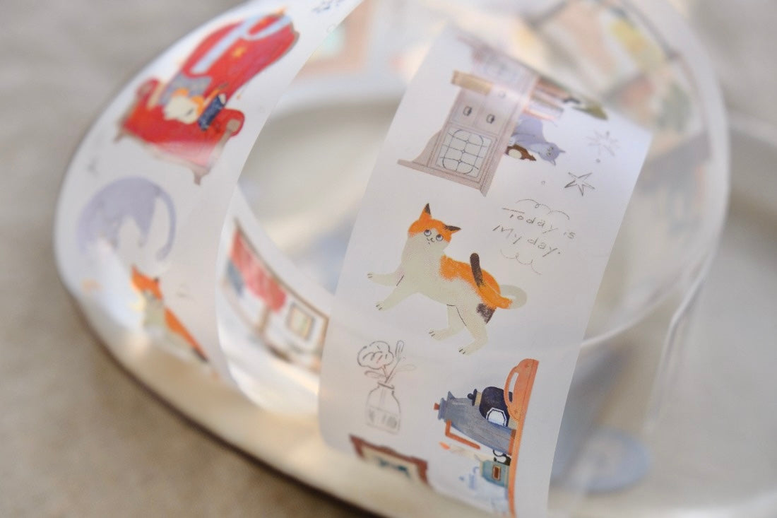 OURS - Life With Cats | 4.5cm Matte PET Tape |  Release Paper