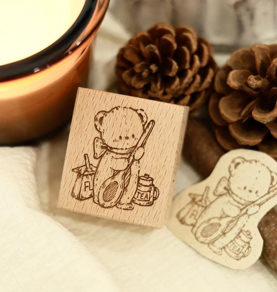NEW! Miao Fu Shop - Baking Diary - Little Bear's Kitchen | 9pcs Stamp Set | Rubber Stamps