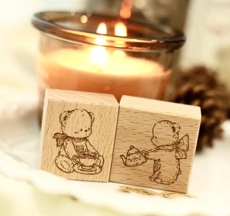 NEW! Miao Fu Shop - Baking Diary - Little Bear's Kitchen | 9pcs Stamp Set | Rubber Stamps