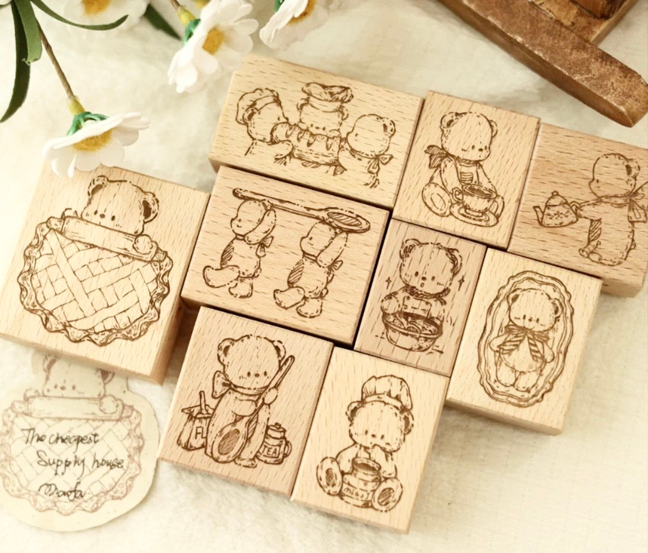 NEW! Miao Fu Shop - Baking Diary - Little Bear's Kitchen | 9pcs Stamp Set | Rubber Stamps