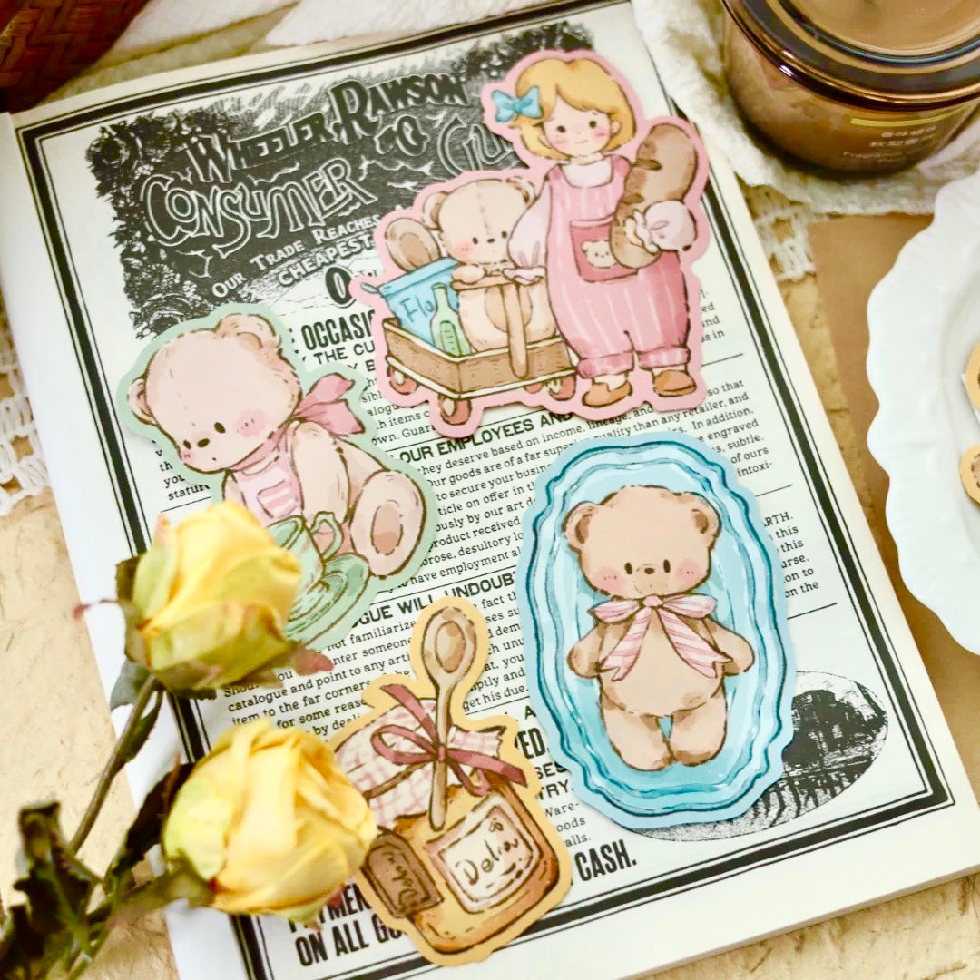 NEW! Miao Fu Studio - Baking Bear | 8pcs Card | Ephemera Paper