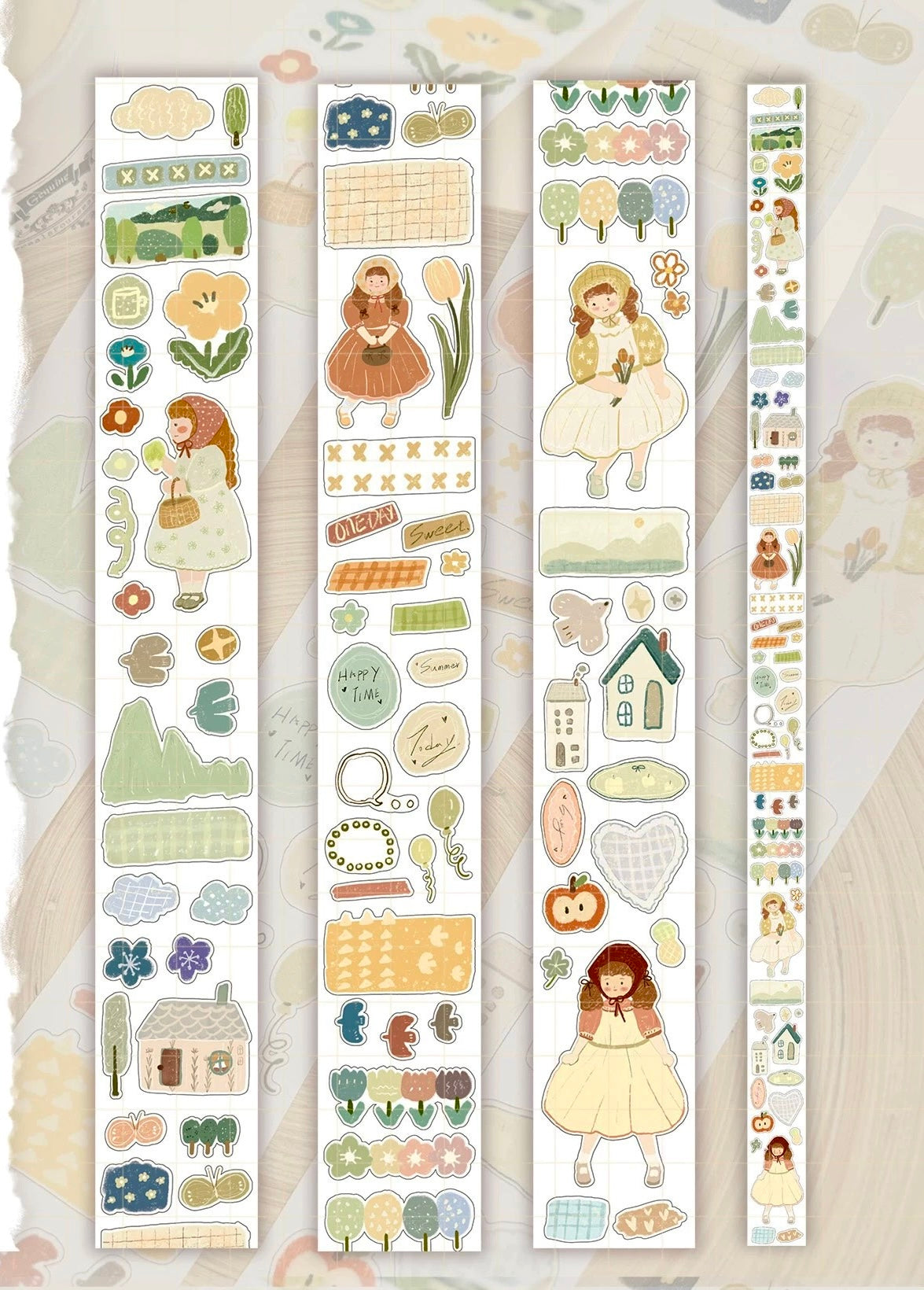 Lu Yu Studio - Countryside | Kiss-cut | 5cm Glitter PET Tape | Release Paper | 5M