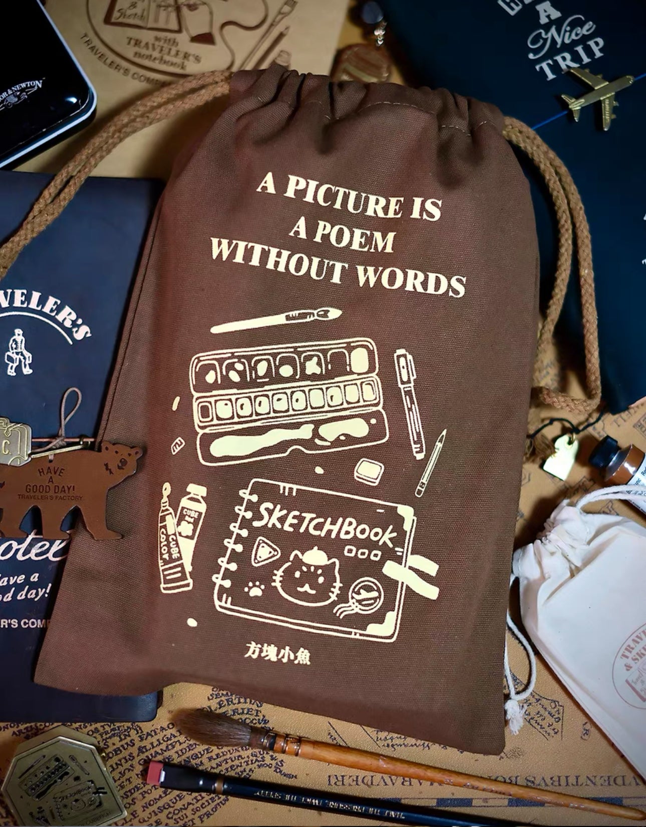 Cube Fish - Painting| TN | Notebook | Planner Fabric Bag | Journaling Accessories