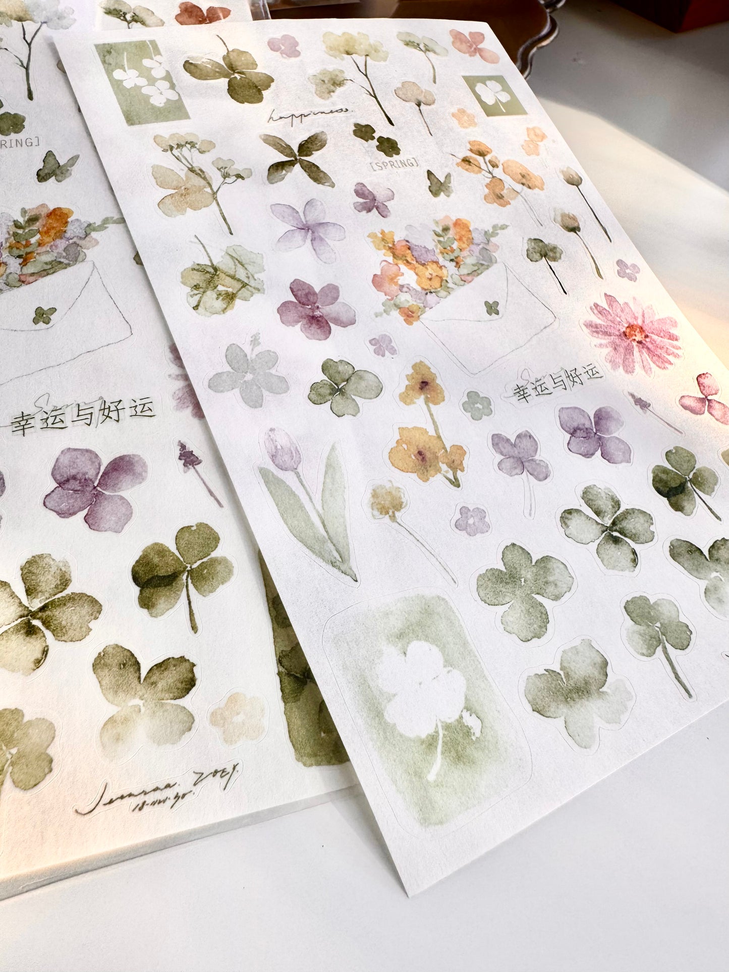 NEW! Jeenzaa Zoey Studio - A Flower Letter | Kiss-cut | 2 Sheets | Washi Paper Sticker
