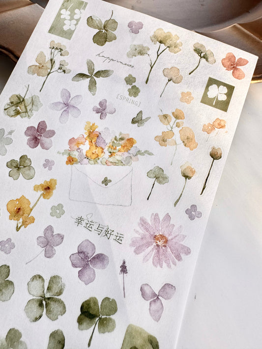 NEW! Jeenzaa Zoey Studio - A Flower Letter | Kiss-cut | 2 Sheets | Washi Paper Sticker