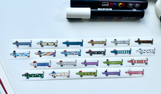Xiyue Studio - Miniature Dachshund | Kiss-cut | 1.8cm Tape |  Release Paper | 5M
