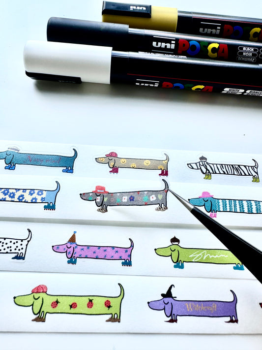 Xiyue Studio - Miniature Dachshund | Kiss-cut | 1.8cm Tape |  Release Paper | 5M