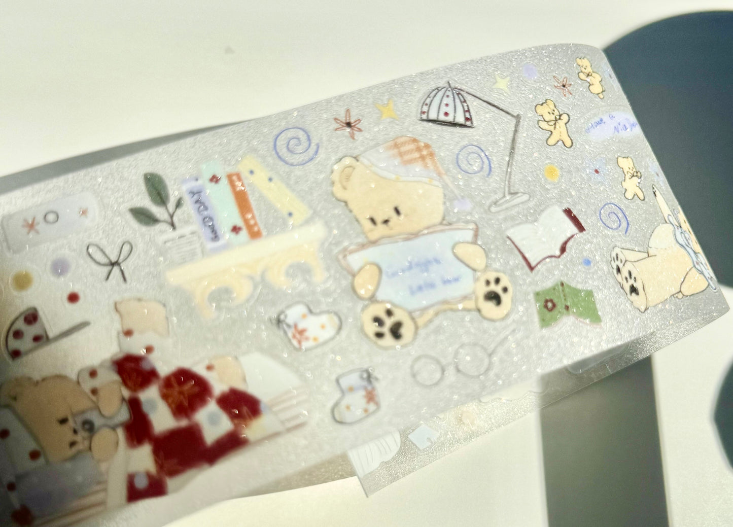 NEW! Wines - Goodnight Little Bear | Kiss-cut | 5cm Glitter Tape | Release Paper | 5M