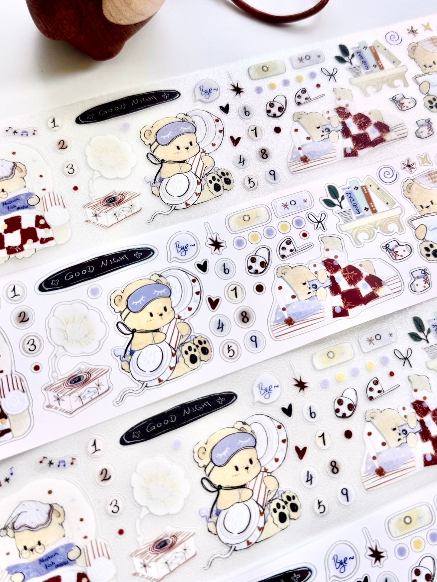 NEW! Wines - Goodnight Little Bear | Kiss-cut | 5cm Glitter Tape | Release Paper | 5M
