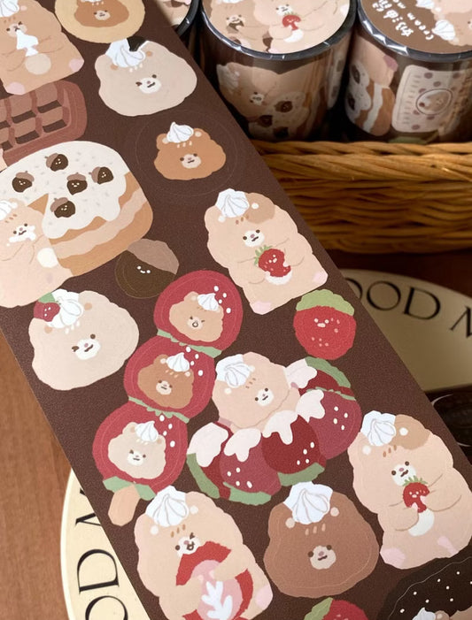 Cream Mouse - Chestnut Strawberry | Kiss-cut | 7cm Sticker Paper Tape |  Release Paper | 3M